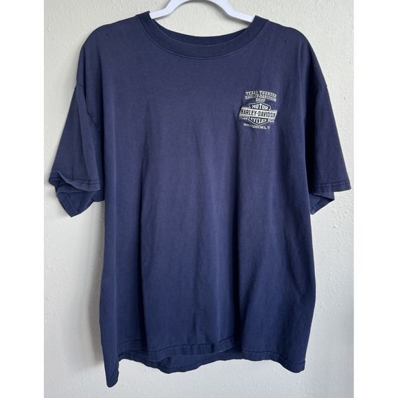 Harley-Davidson Other - Vintage Harley Davidson Shirt XL Blue Embroidered Texas Thunder Biker Classic